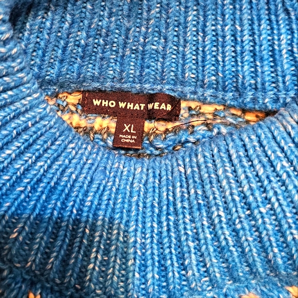 Who What Wear Womens Ski Fair Isle Blue Mock Turtleneck Sweater - Picture 3 of 4